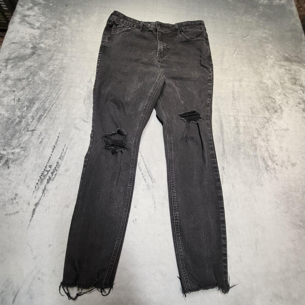 Old Navy Jeans Womens 8 Black Charcoal Wash Rockstar Super Skinny Mid Rise Denim
